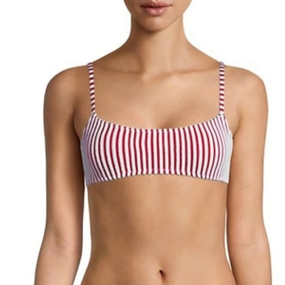 Saks 5th Ave Spiritual Gangster Red and white ribbed bikini top - Picture 1 of 3
